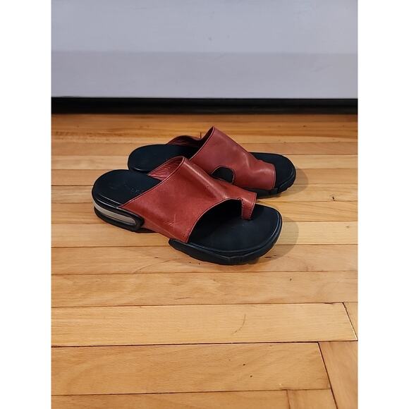Cole Haan Womens Sandal 6 Red Leather Wedge Heel Comfort Shoes - Picture 1 of 8